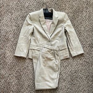 Theory Tan Suit Set Classic Notched Lapel blazer 12 pants 6